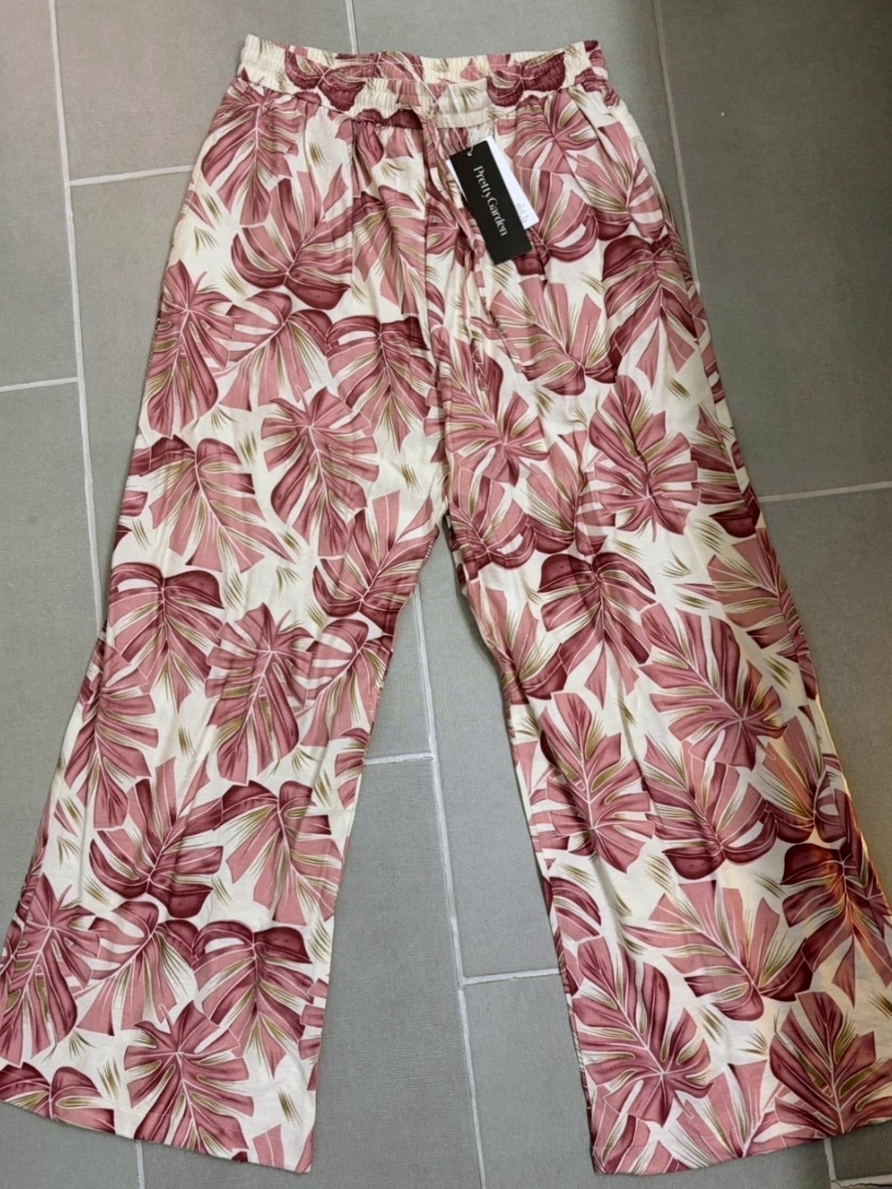 Pierre Cardin Pink Leaf-Print Wide-Leg Pants